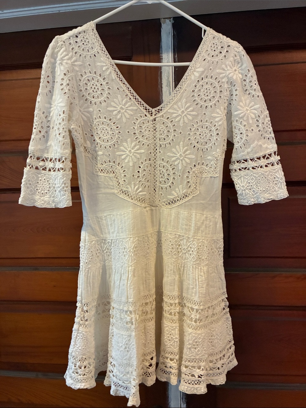 LoveShackFancy White Eyelet Lace Midi Dress